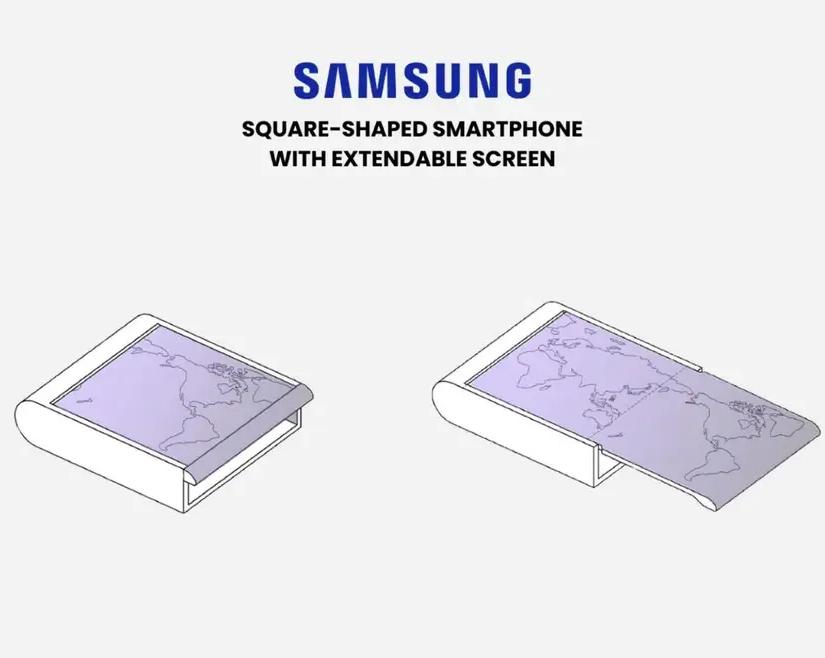 Компания Samsung запатентовала смартфон квадратной формы с выдвижным дисплеем